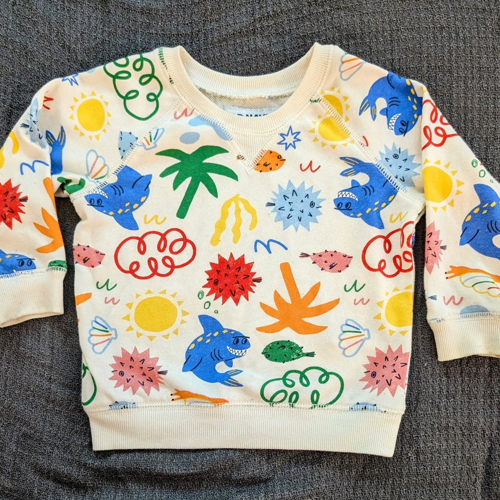 Old Navy Blue and White Pullover Sweatshirt